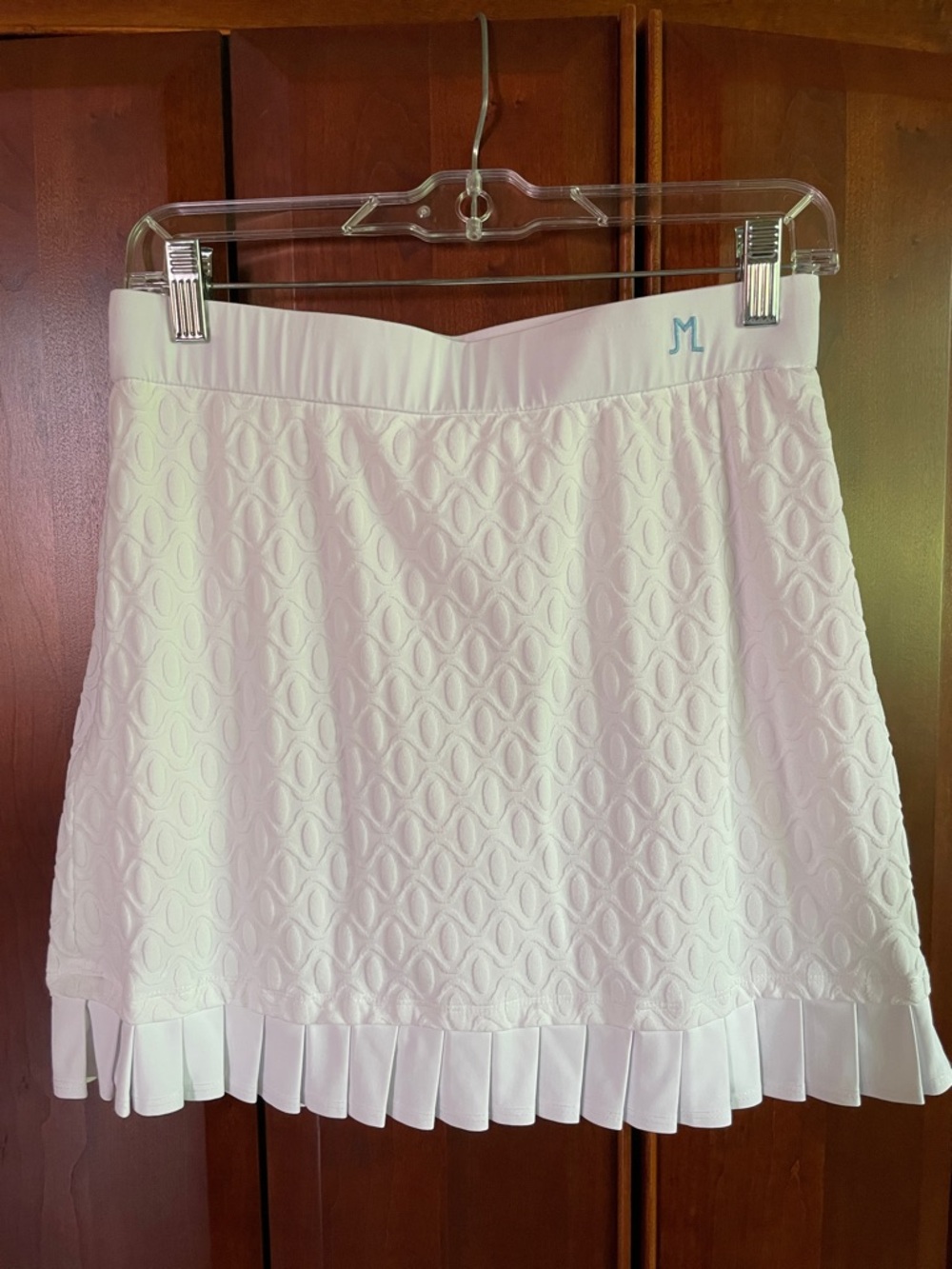 J. McLaughlin White Textured Pleated-Hem Skort